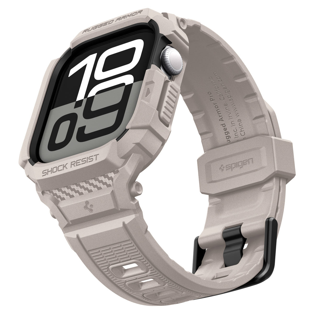Schutzhülle mit Armband für Apple Watch 11 / 10 42 mm, Spigen Rugged Armor Pro 2, Beige