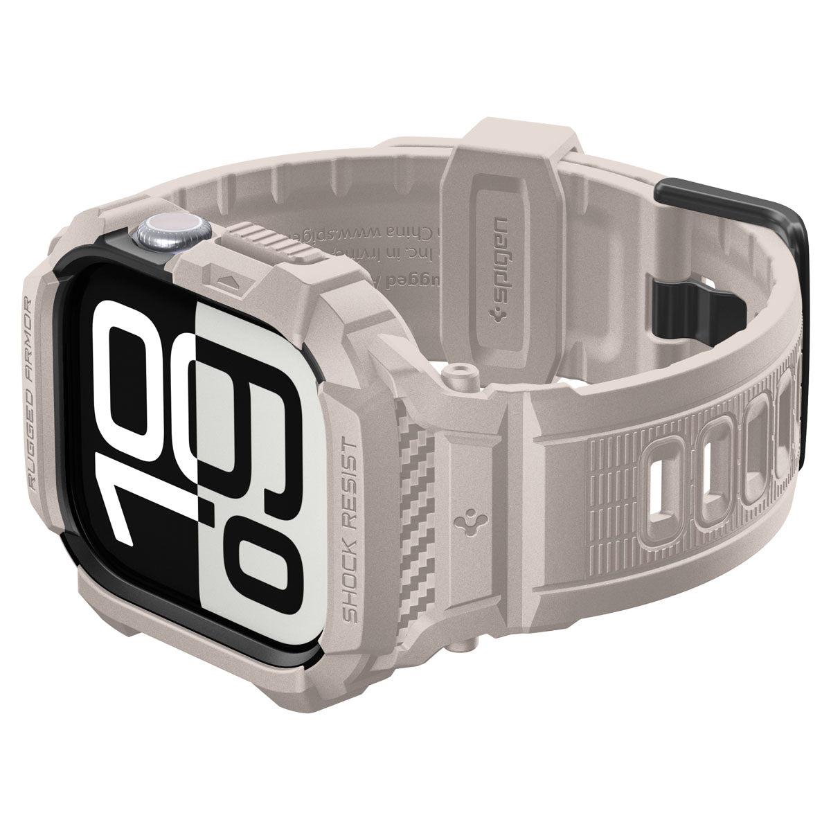Schutzhülle mit Armband für Apple Watch 11 / 10 42 mm, Spigen Rugged Armor Pro 2, Beige
