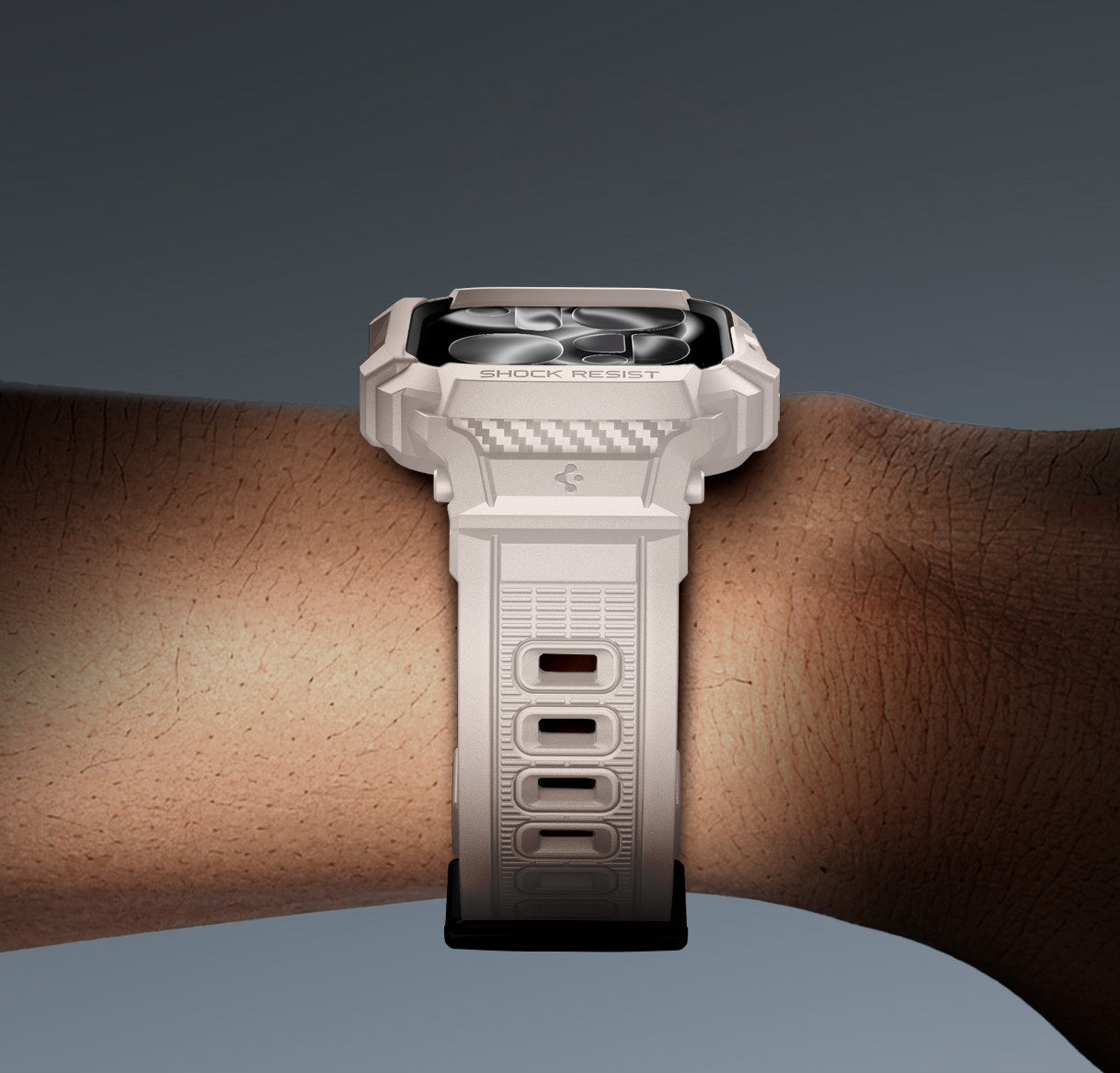 Schutzhülle mit Armband für Apple Watch 11 / 10 42 mm, Spigen Rugged Armor Pro 2, Beige