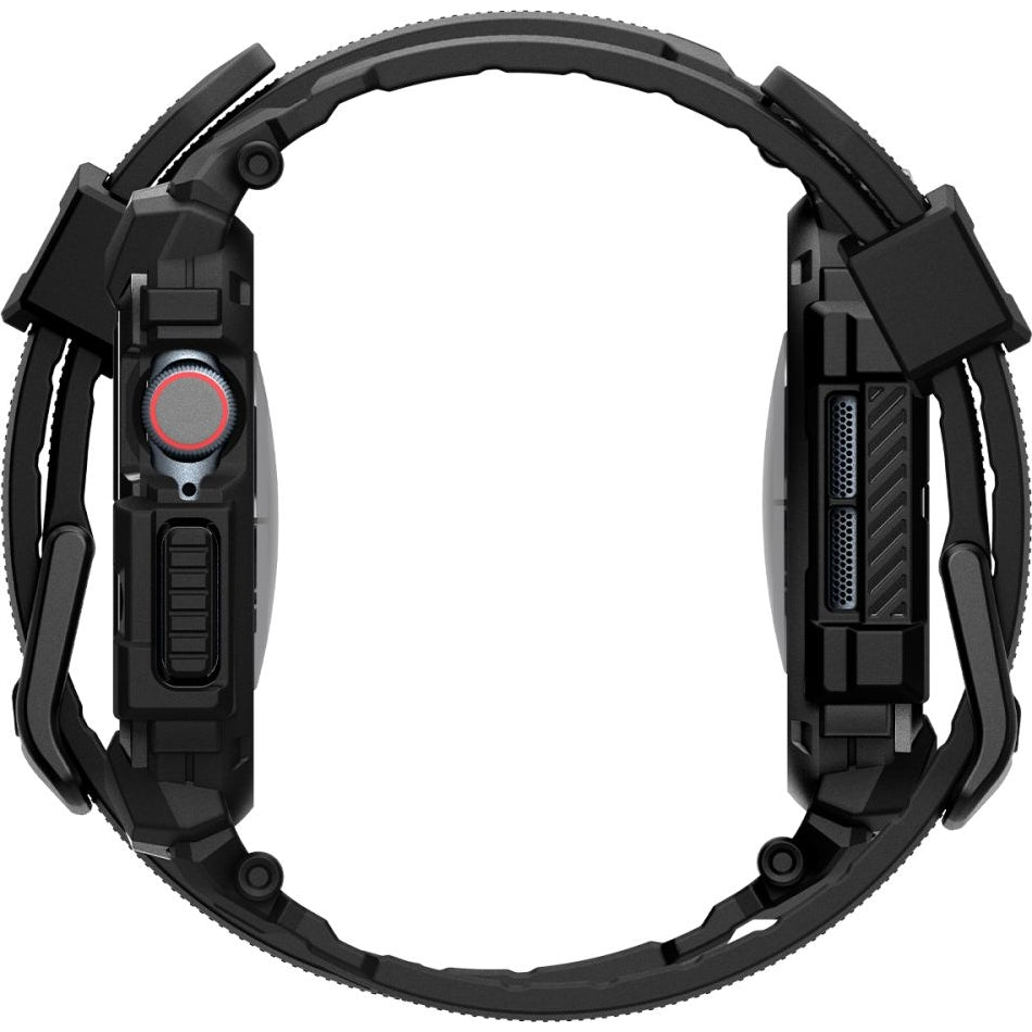Schutzhülle mit Armband für Apple Watch 11 / 10 42 mm, Spigen Rugged Armor Pro, Schwarz