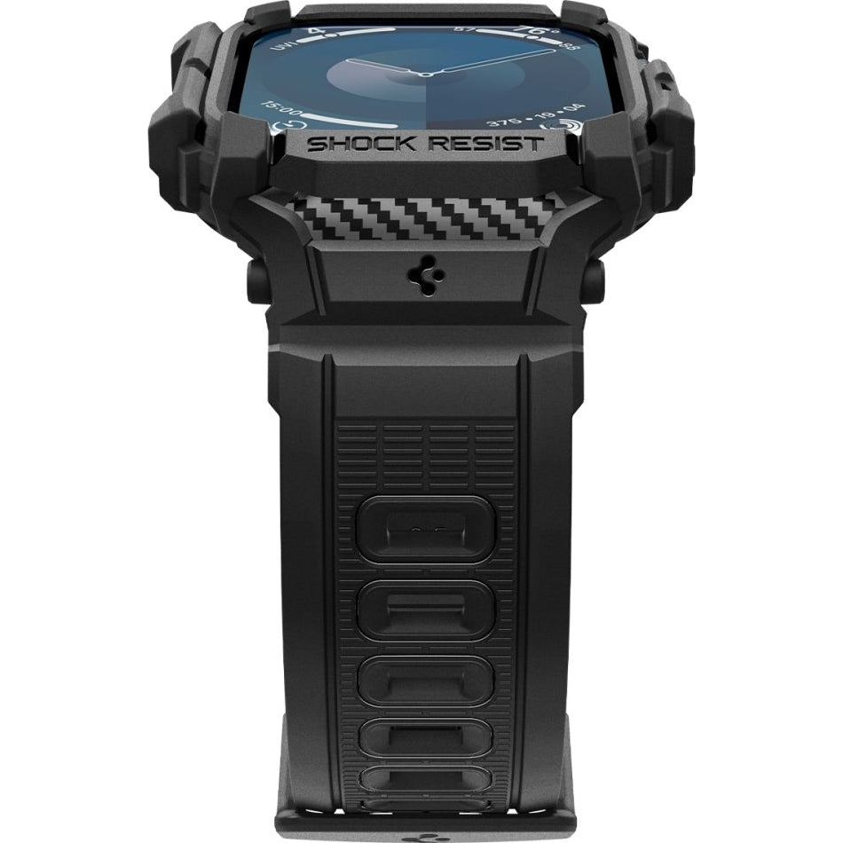 Schutzhülle mit Armband für Apple Watch 11 / 10 42 mm, Spigen Rugged Armor Pro, Schwarz