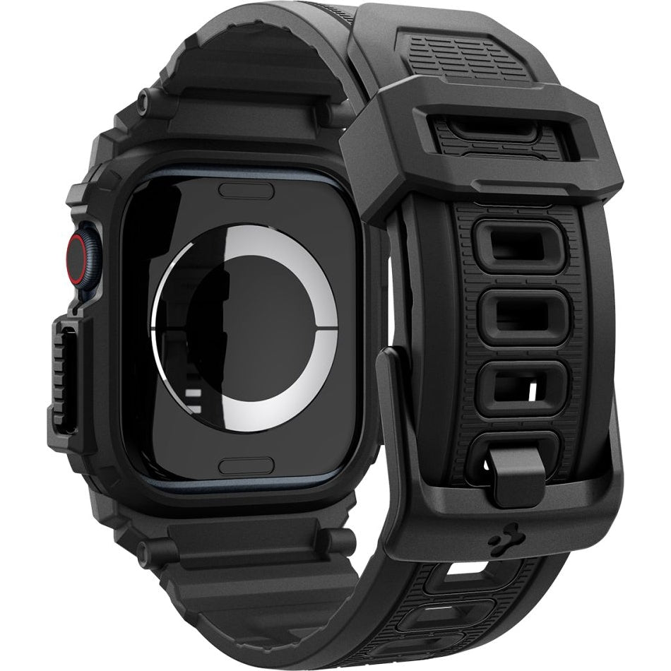 Schutzhülle mit Armband für Apple Watch 11 / 10 42 mm, Spigen Rugged Armor Pro, Schwarz