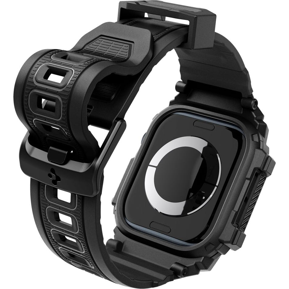 Schutzhülle mit Armband für Apple Watch 11 / 10 42 mm, Spigen Rugged Armor Pro, Schwarz