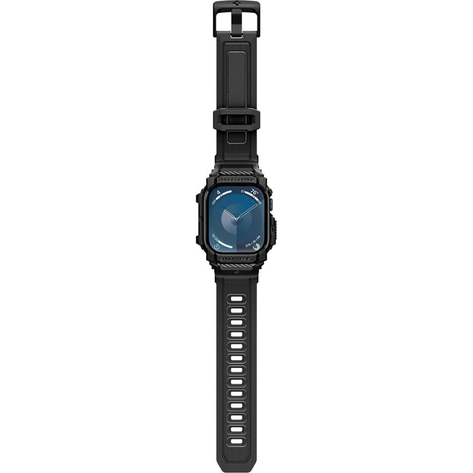 Schutzhülle mit Armband für Apple Watch 11 / 10 42 mm, Spigen Rugged Armor Pro, Schwarz