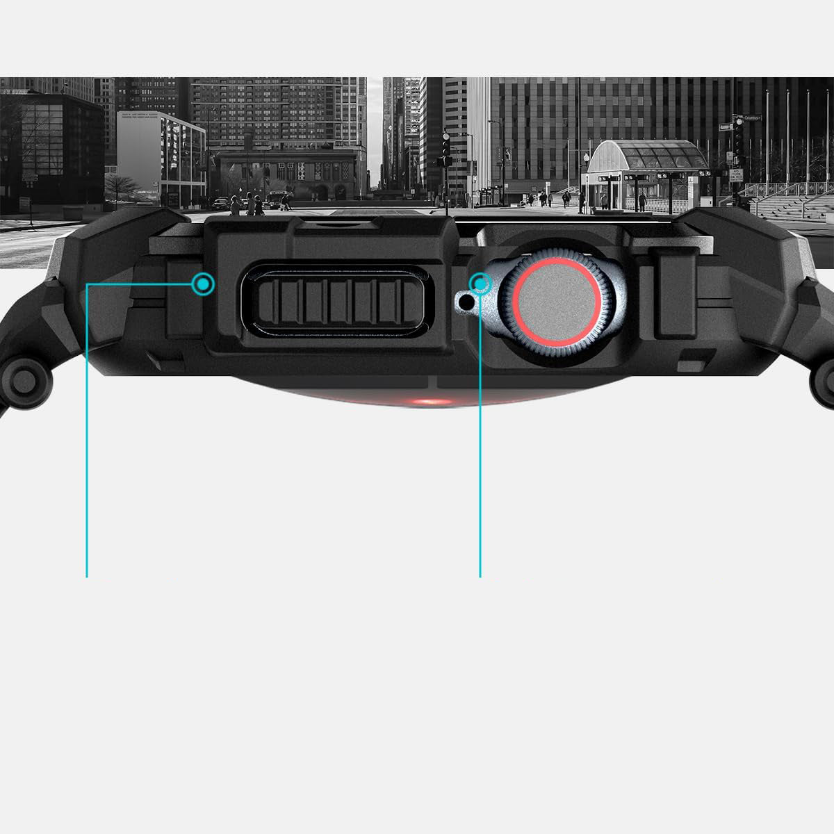 Schutzhülle mit Armband für Apple Watch 11 / 10 42 mm, Spigen Rugged Armor Pro, Schwarz