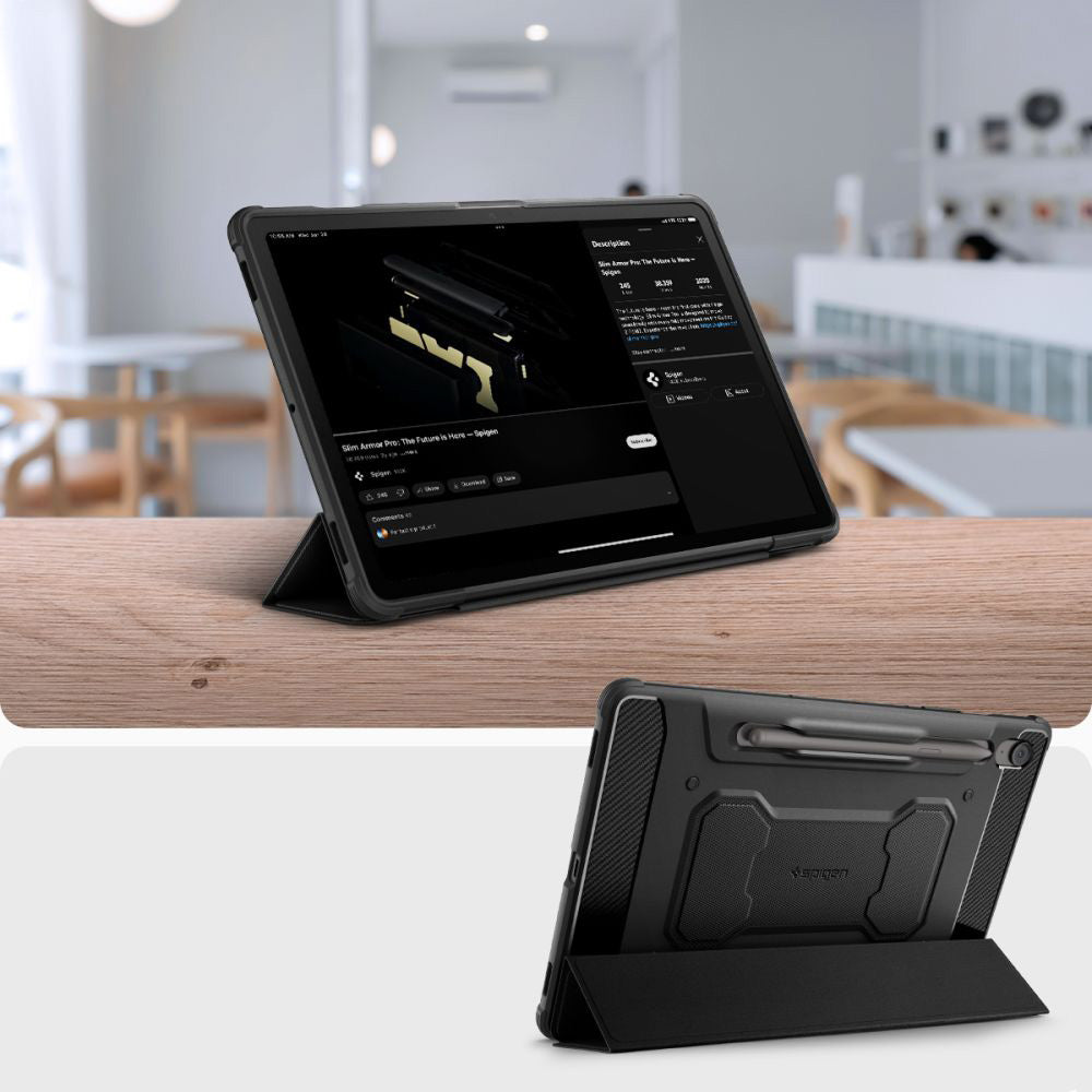 Hülle für Galaxy Tab S10 FE Plus, Spigen Rugged Armor Pro, Schwarz