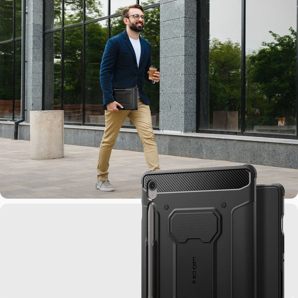 Hülle für Galaxy Tab S10 FE Plus, Spigen Rugged Armor Pro, Schwarz
