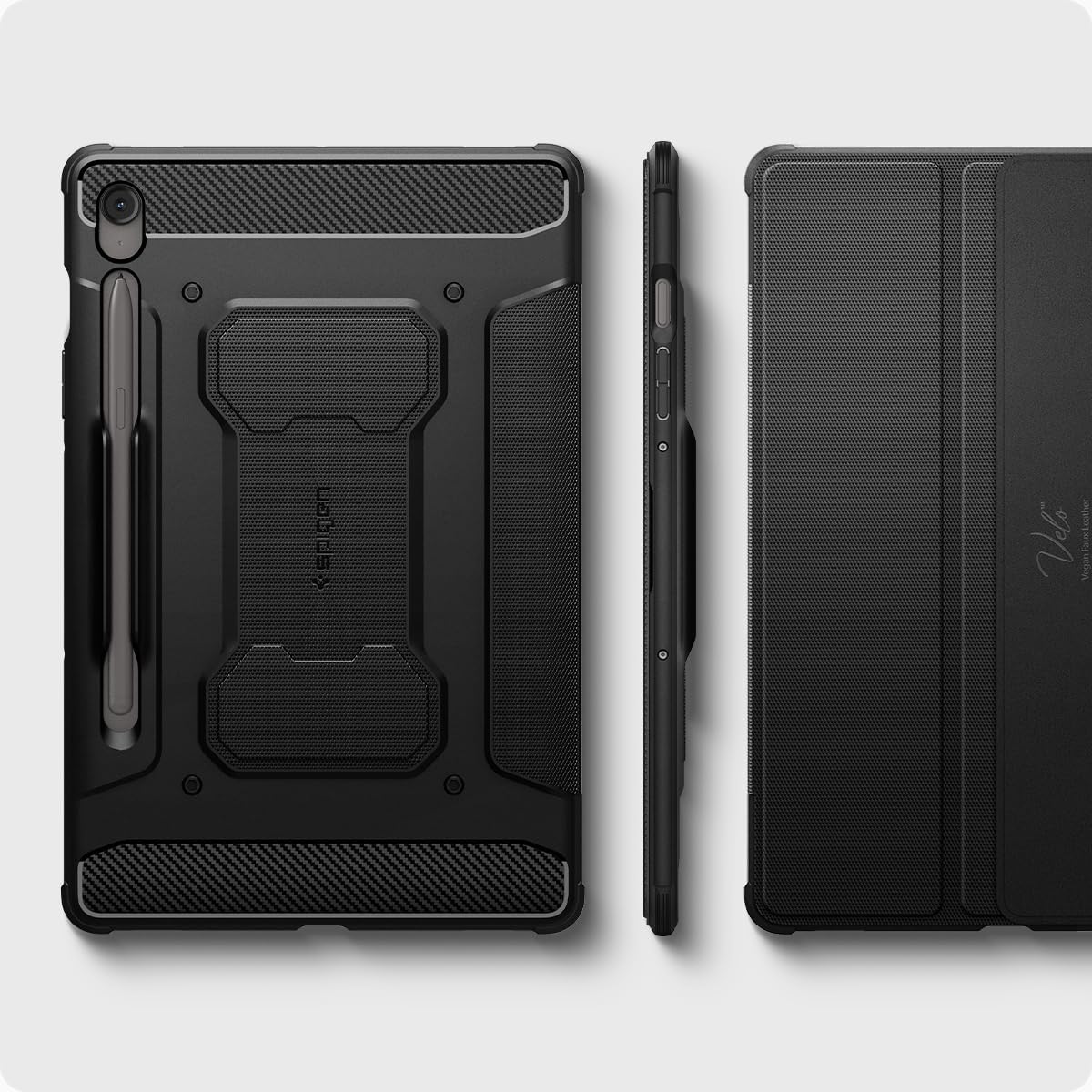 Hülle für Galaxy Tab S10 FE Plus, Spigen Rugged Armor Pro, Schwarz