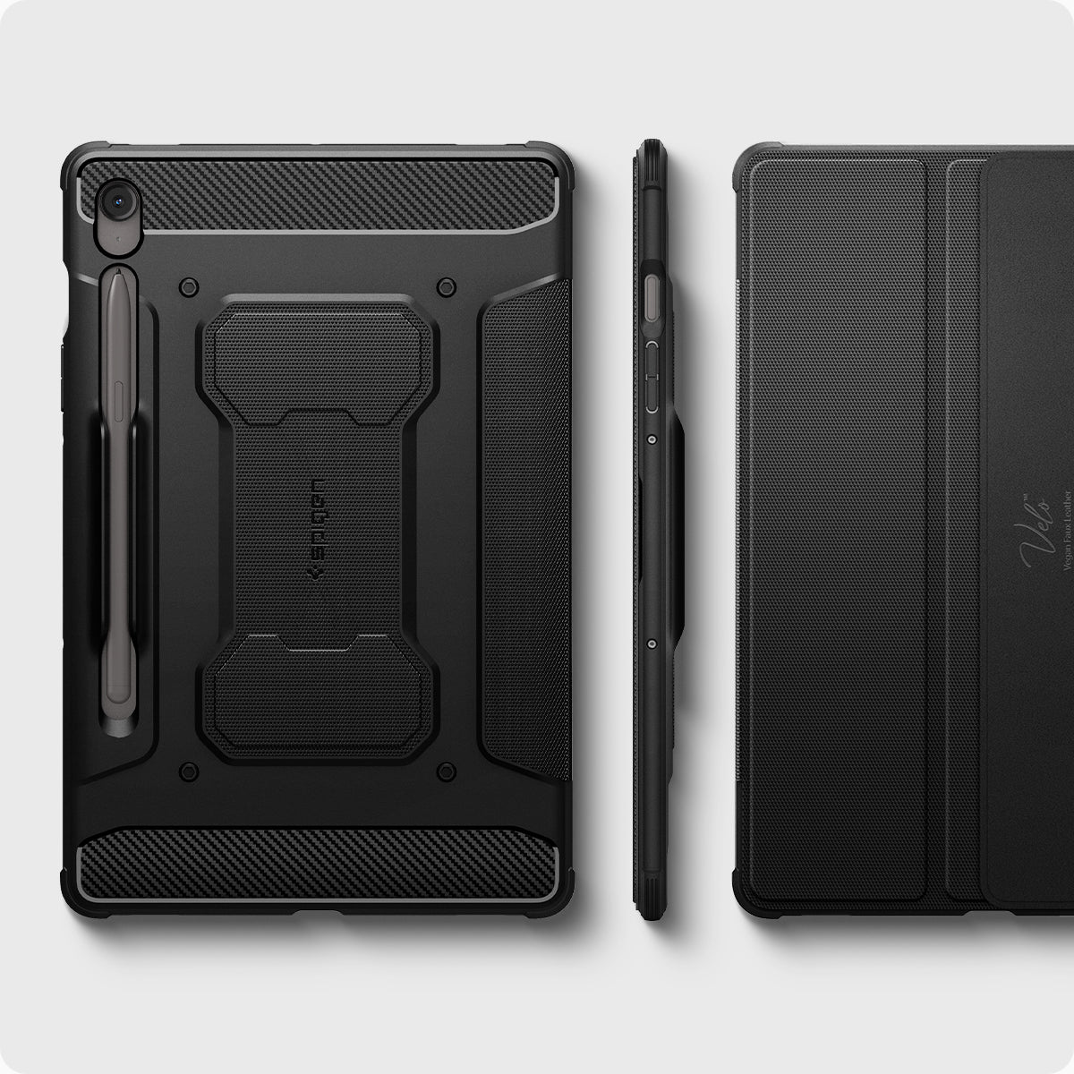 Schutzhülle Spigen Rugged Armor Pro für Galaxy Tab S10 FE / Tab S9, Schwarz