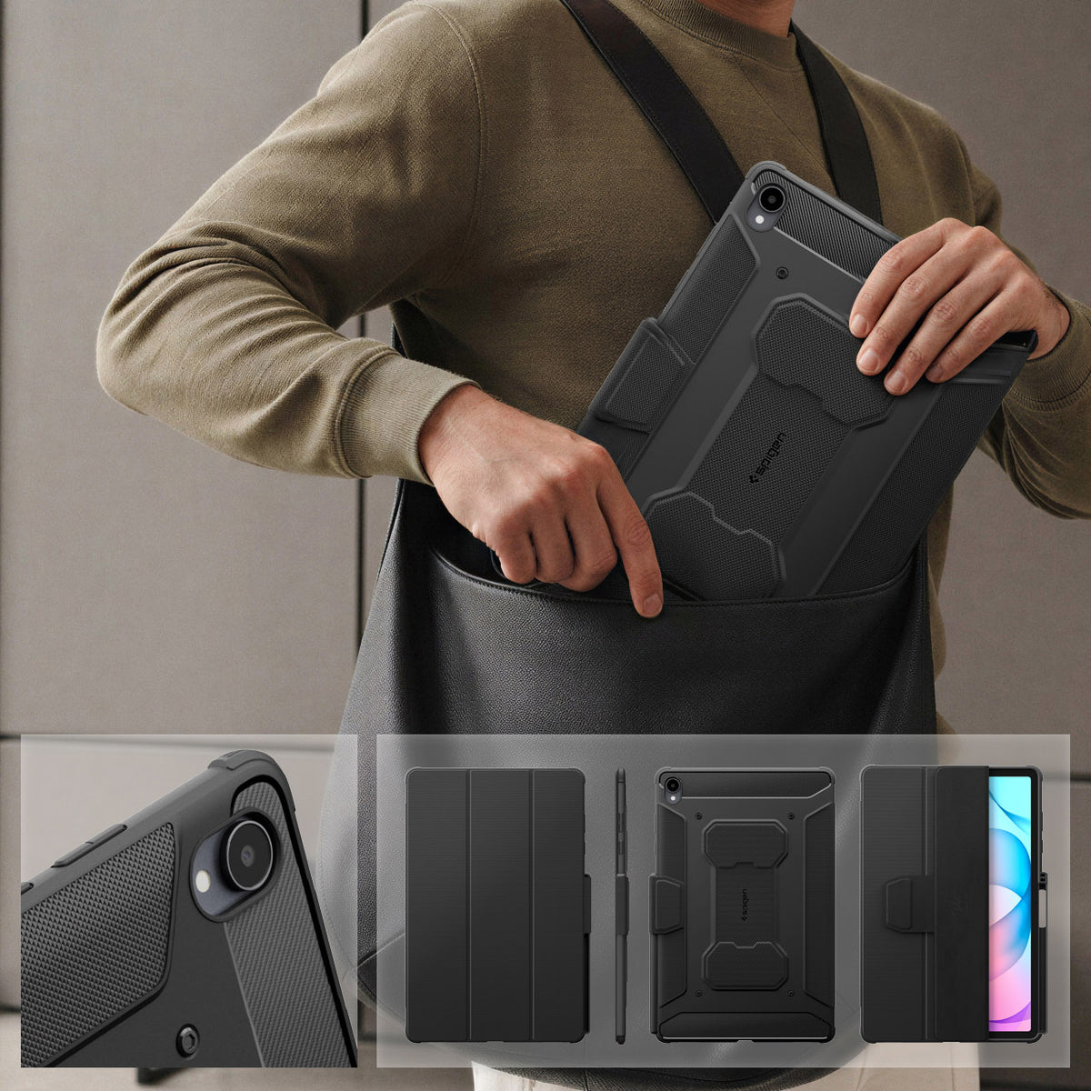 Schutzhülle für Galaxy Tab S12 Plus, Spigen Rugged Armor Pro, Schwarz (4/18)