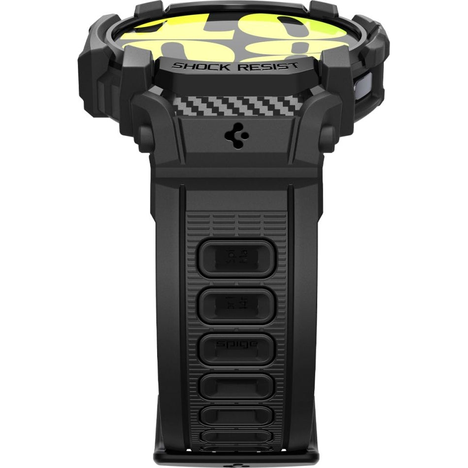 Schutzhülle mit Armband für Galaxy Watch 7 44mm, Spigen Rugged Armor Pro, Schwarz