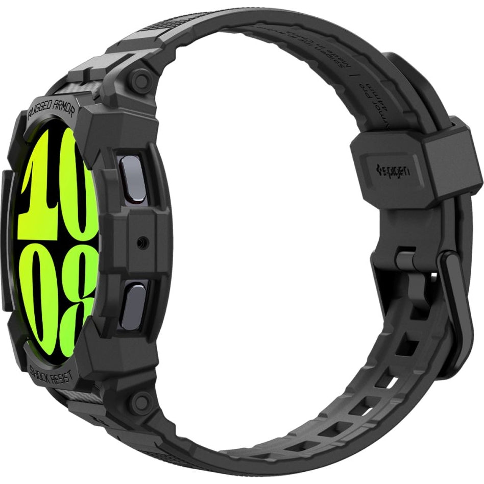 Schutzhülle mit Armband für Galaxy Watch 7 44mm, Spigen Rugged Armor Pro, Schwarz