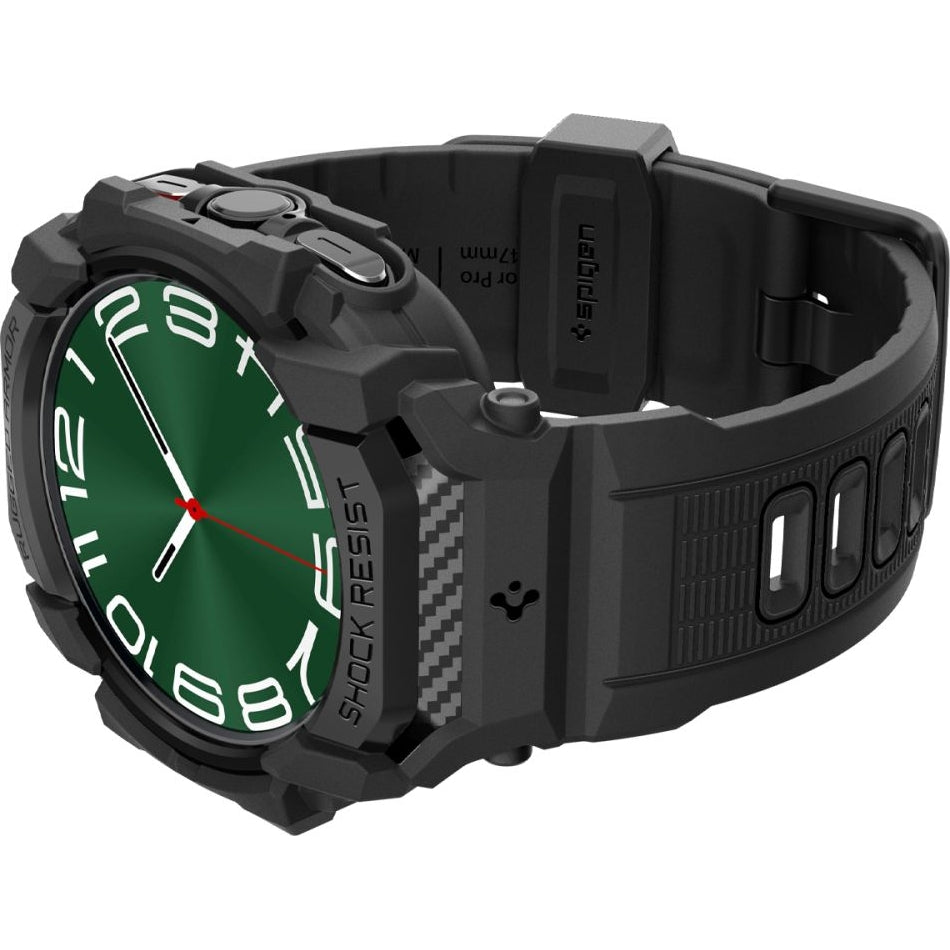 Schutzhülle mit Armband für Galaxy Watch Ultra 47mm, Spigen Rugged Armor Pro, Schwarz