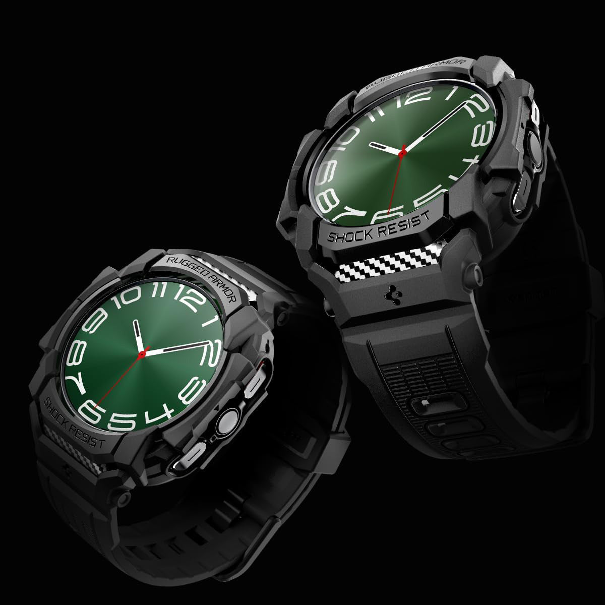 Schutzhülle mit Armband für Galaxy Watch Ultra 47mm, Spigen Rugged Armor Pro, Schwarz