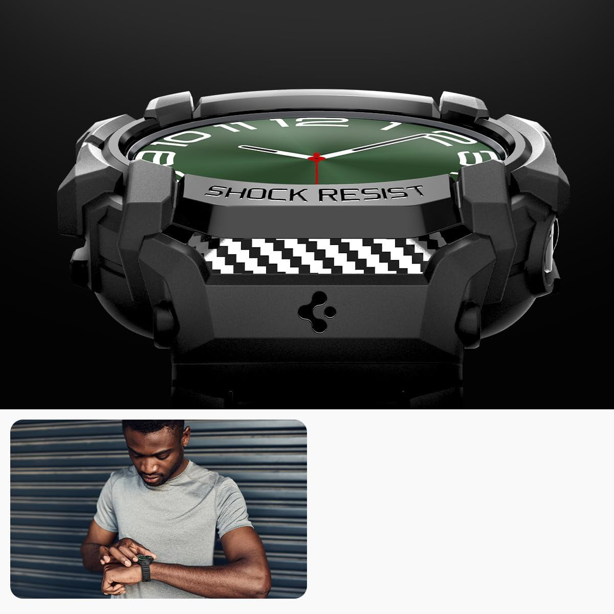 Schutzhülle mit Armband für Galaxy Watch Ultra 47mm, Spigen Rugged Armor Pro, Schwarz