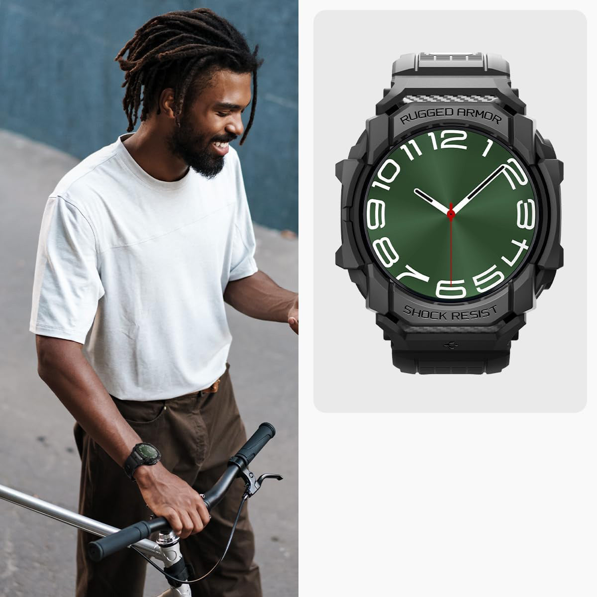 Schutzhülle mit Armband für Galaxy Watch Ultra 47mm, Spigen Rugged Armor Pro, Schwarz