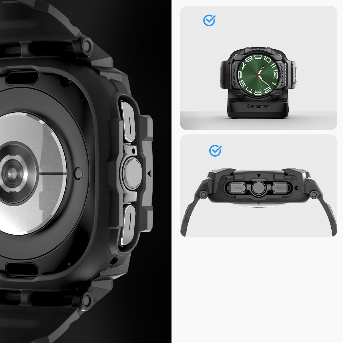 Schutzhülle mit Armband für Galaxy Watch Ultra 47mm, Spigen Rugged Armor Pro, Schwarz