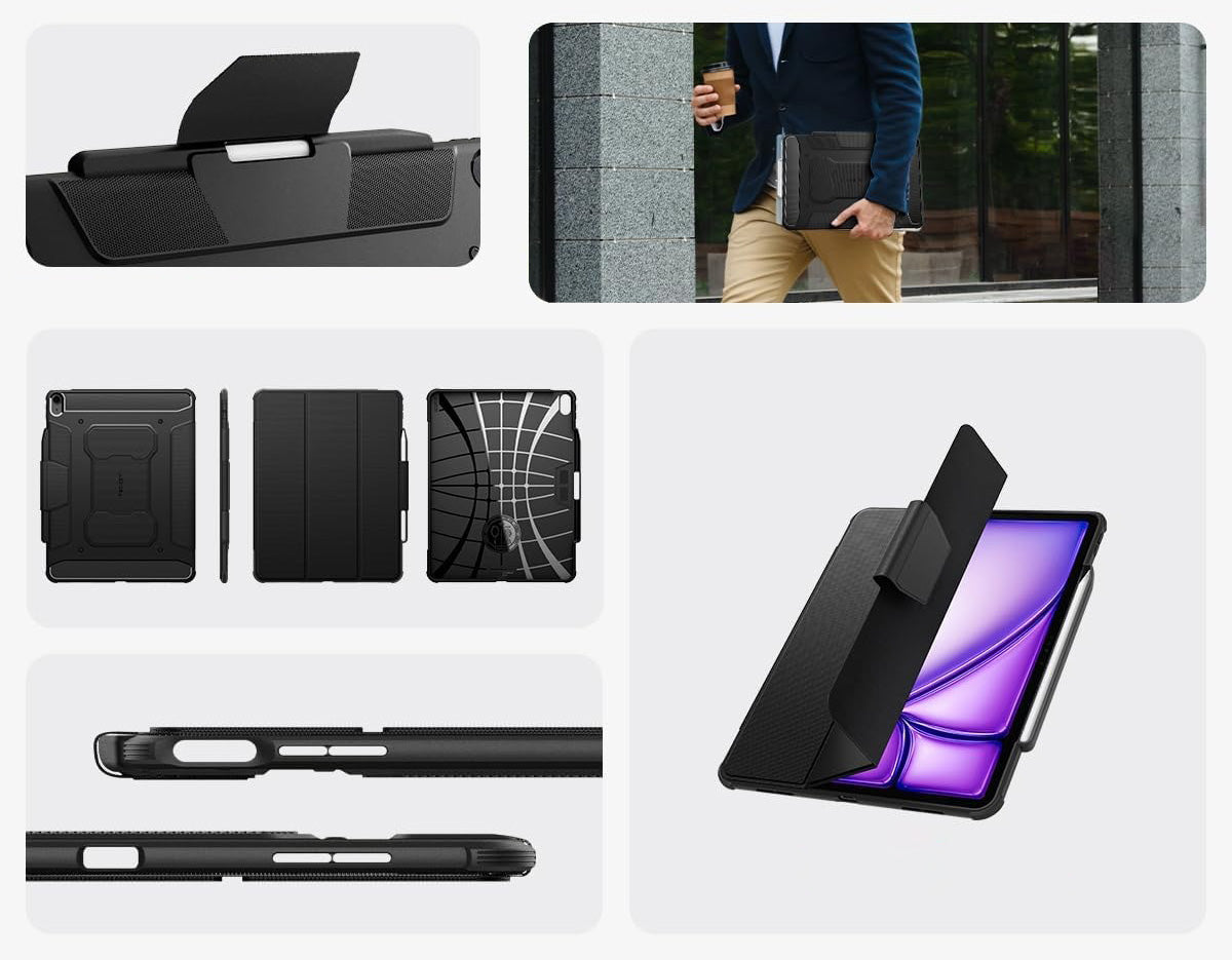 Schutzhülle für iPad Air 13" 2025 / 2024, Spigen Rugged Armor Pro, Schwarz