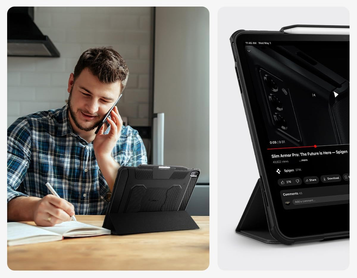 Schutzhülle für iPad Air 13" 2025 / 2024, Spigen Rugged Armor Pro, Schwarz