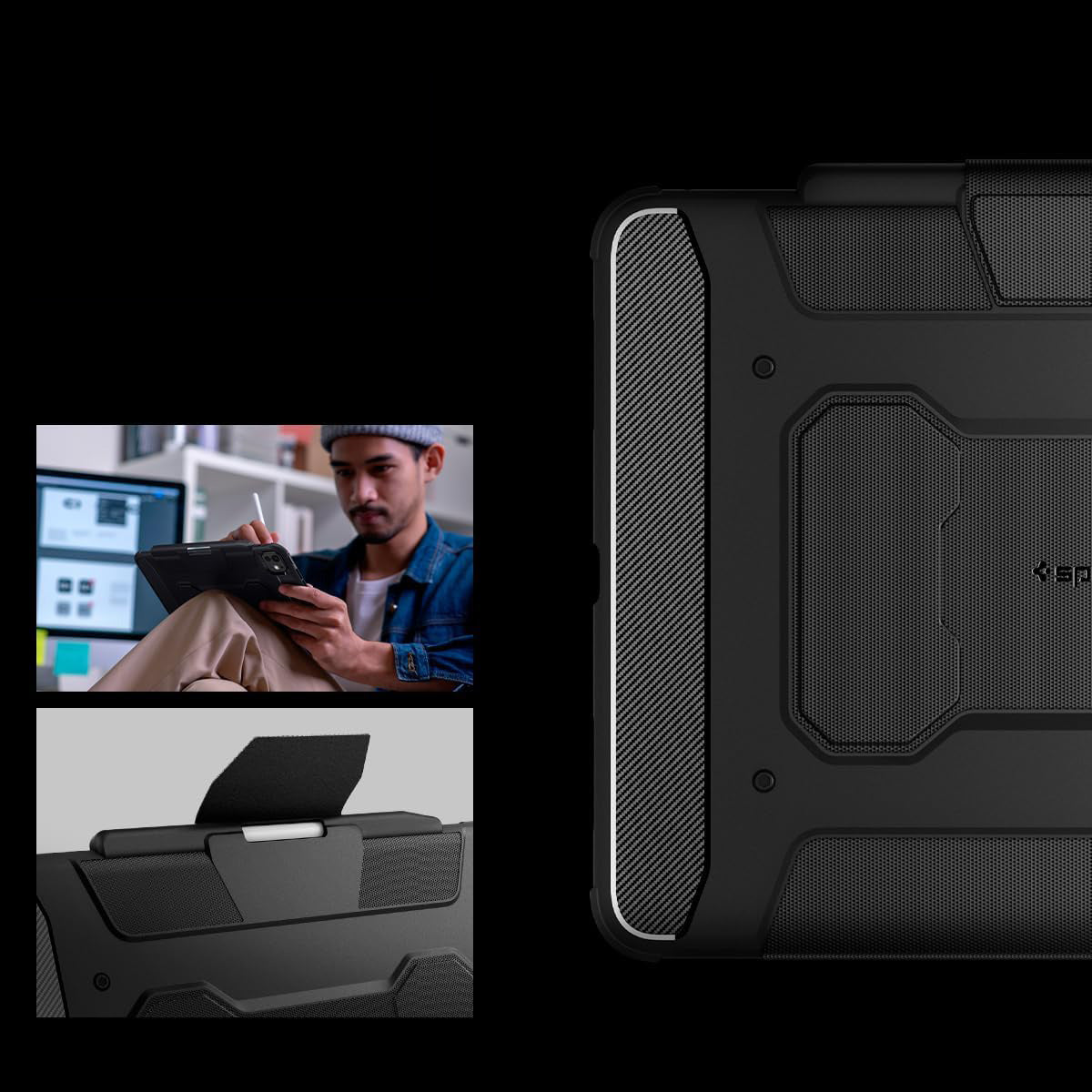 Schutzhülle für iPad Pro 13" 2025 / 2024, Spigen Rugged Armor Pro, Schwarz