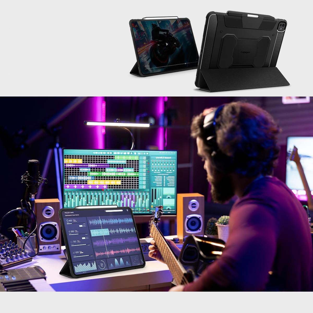 Schutzhülle für iPad Pro 13" 2025 / 2024, Spigen Rugged Armor Pro, Schwarz