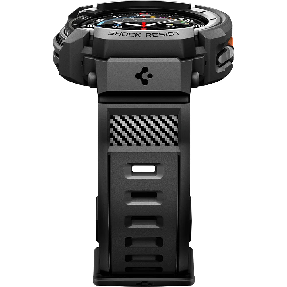 Schutzhülle mit Armband für Galaxy Watch 8 Classic 46mm, Spigen Rugged Armor Pro, Schwarz