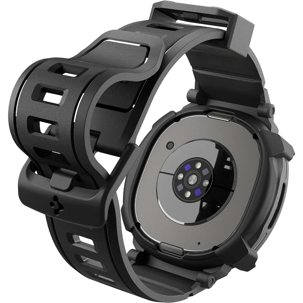 Schutzhülle mit Armband für Galaxy Watch 8 Classic 46mm, Spigen Rugged Armor Pro, Schwarz