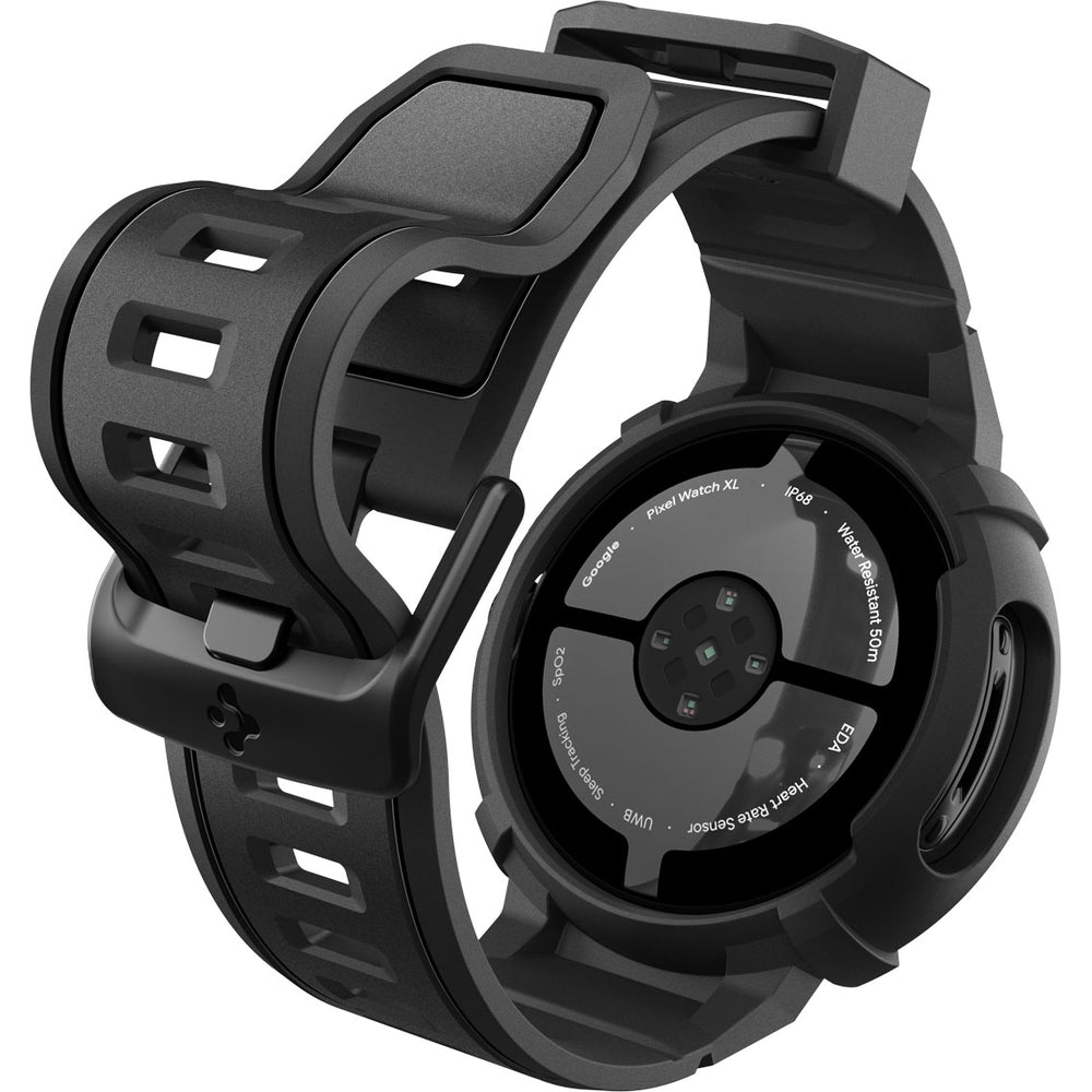 Hülle mit Armband für Google Pixel Watch 4 (41 mm), Spigen Rugged Armor Pro, Schwarz