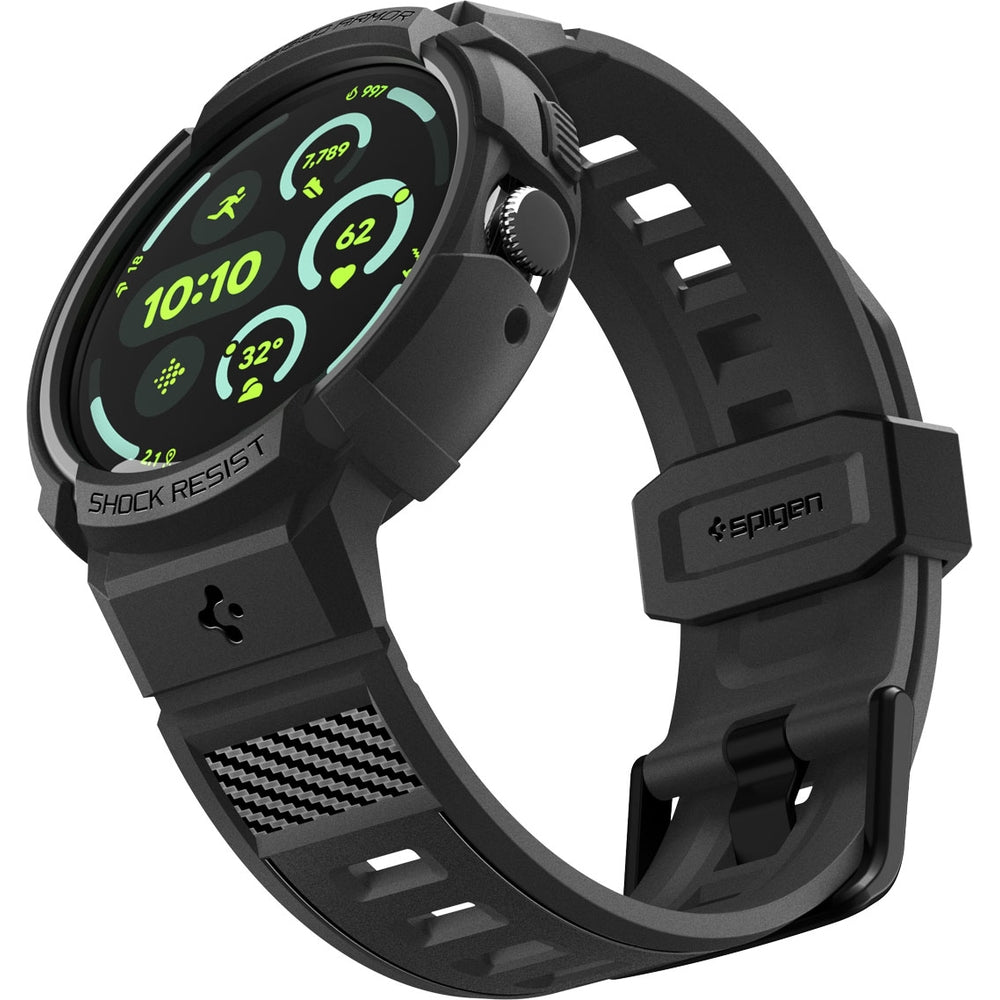 Hülle mit Armband für Google Pixel Watch 4 (41 mm), Spigen Rugged Armor Pro, Schwarz