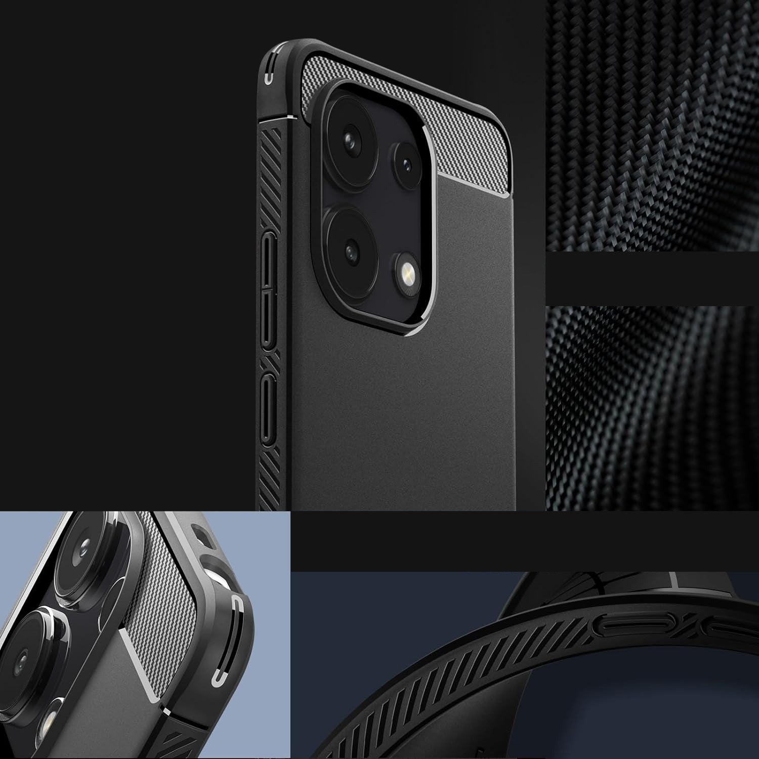 Schutzhülle für Xiaomi Redmi Note 13 4G, Spigen Rugged Armor, Schwarz
