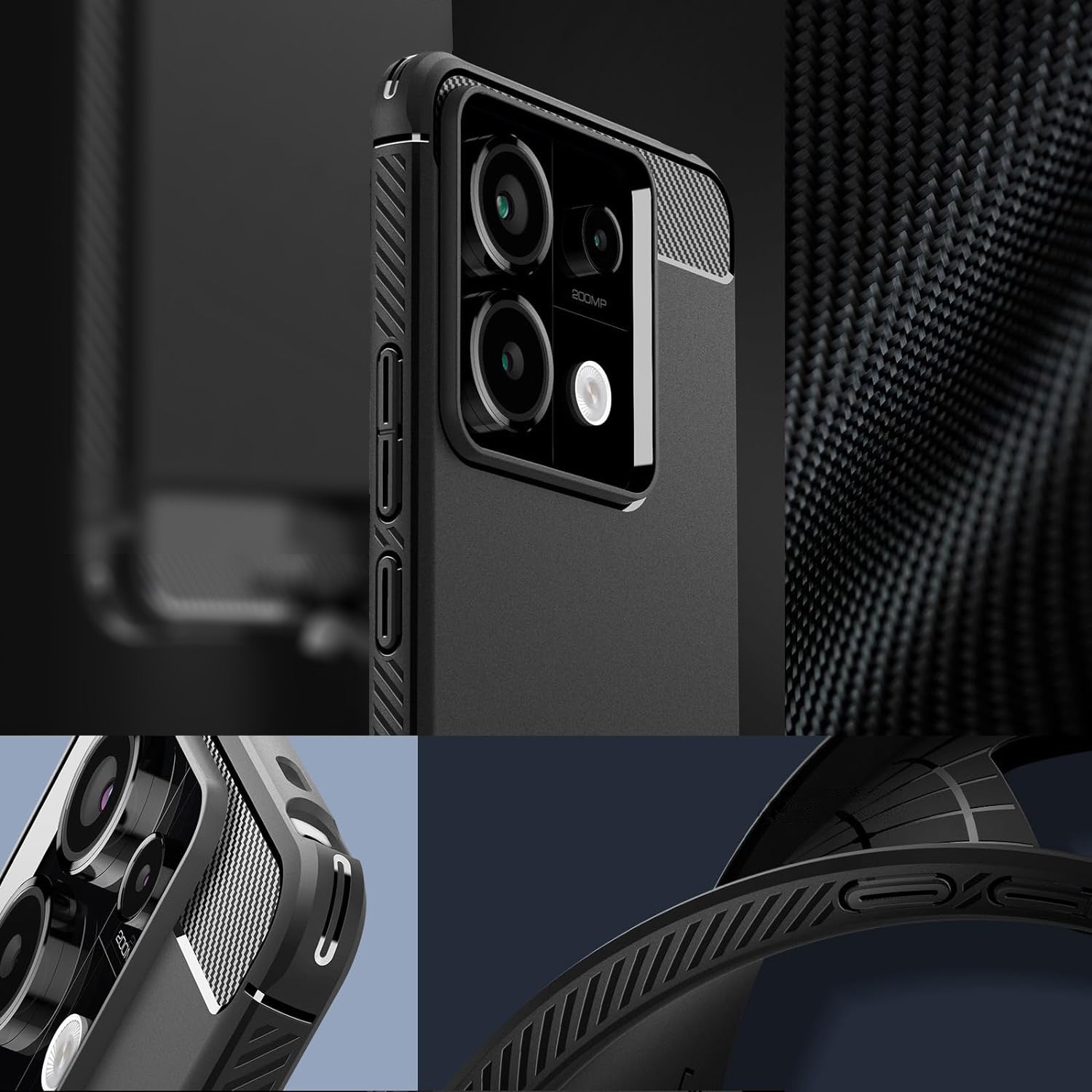 Schutzhülle für Xiaomi Redmi Note 13 Pro 5G/Poco X6 5G, Spigen Rugged Armor, Schwarz