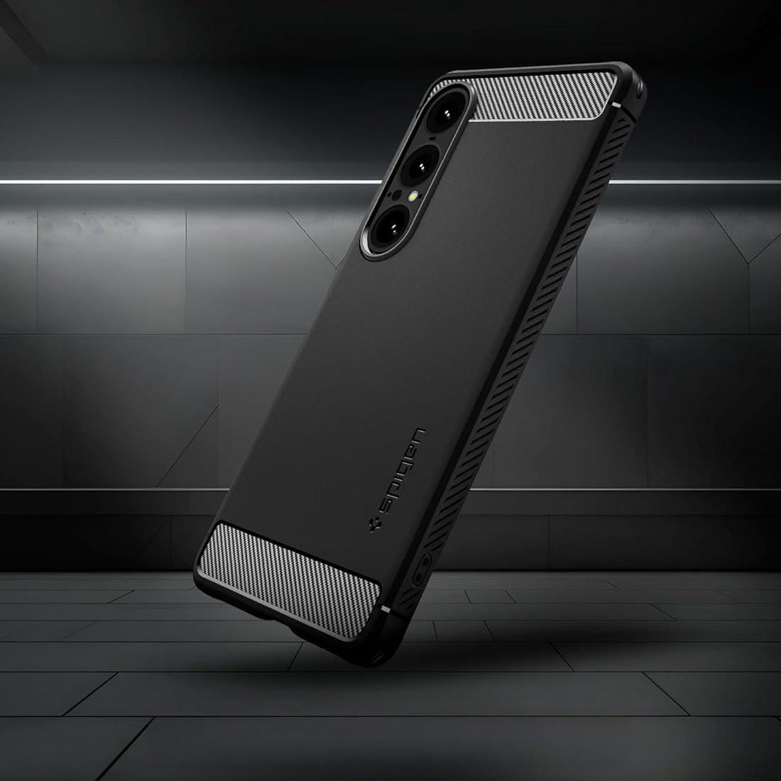 Handyhülle für Xperia 1 VII, Spigen Rugged Armor, Schwarz