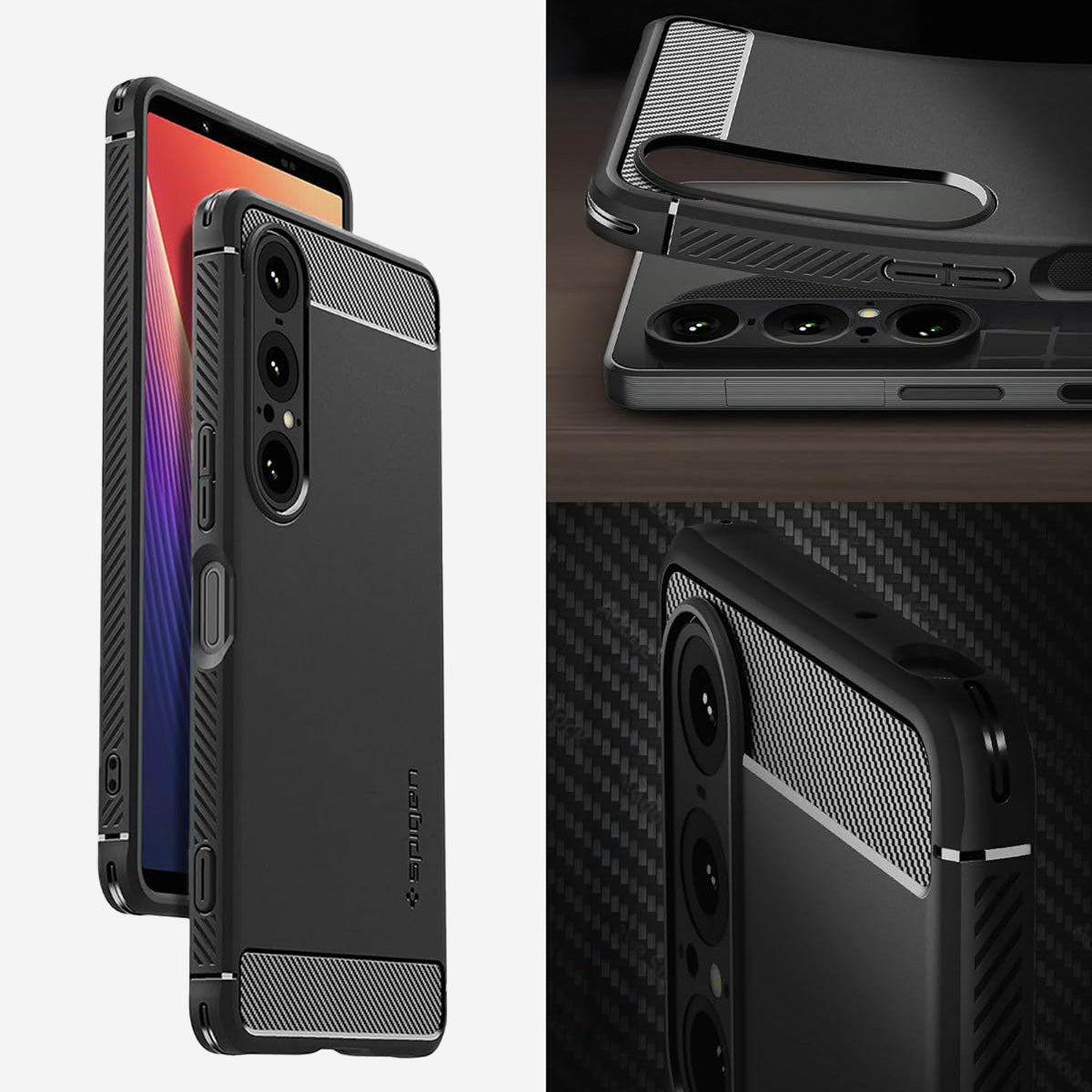 Handyhülle für Xperia 1 VII, Spigen Rugged Armor, Schwarz