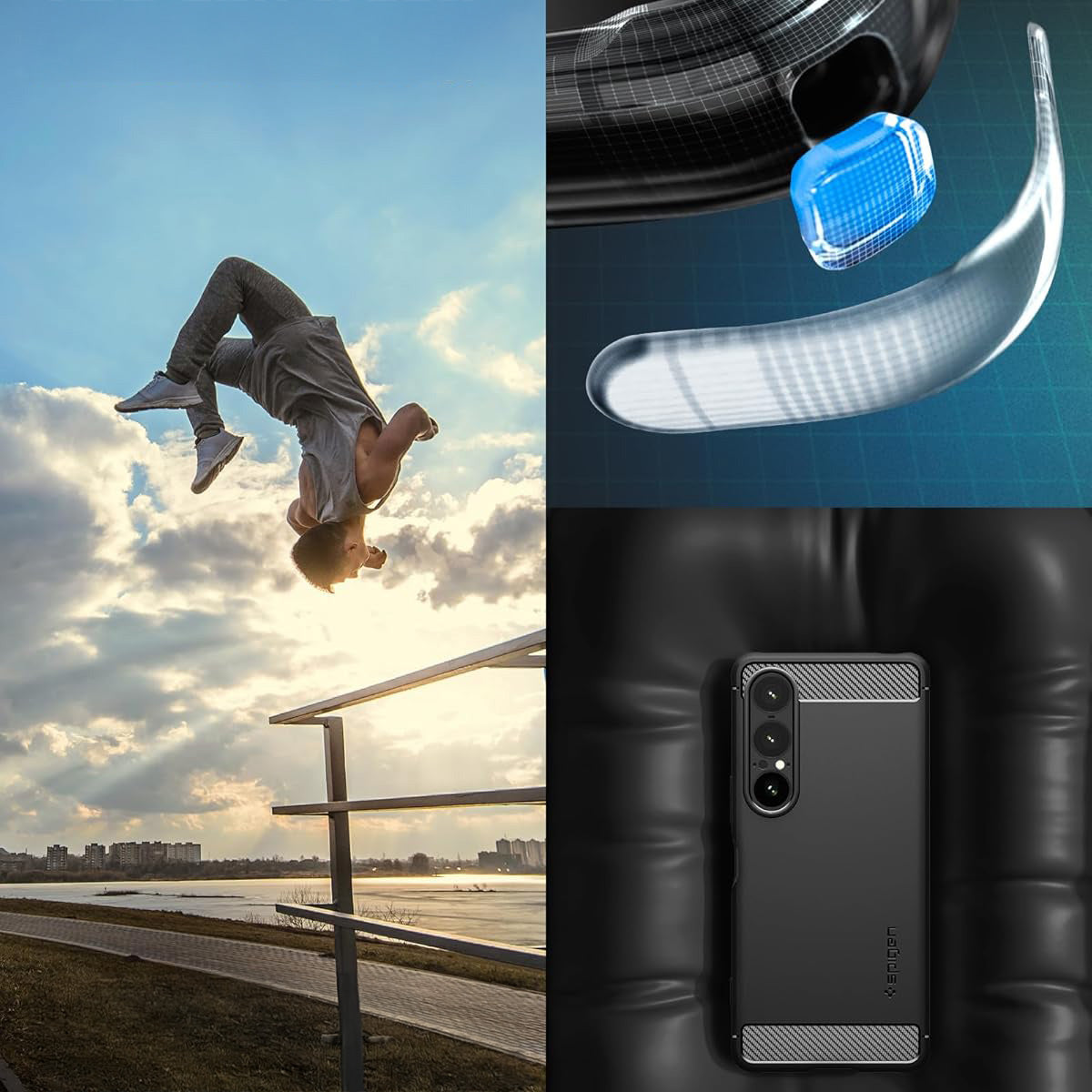 Handyhülle für Xperia 1 VII, Spigen Rugged Armor, Schwarz