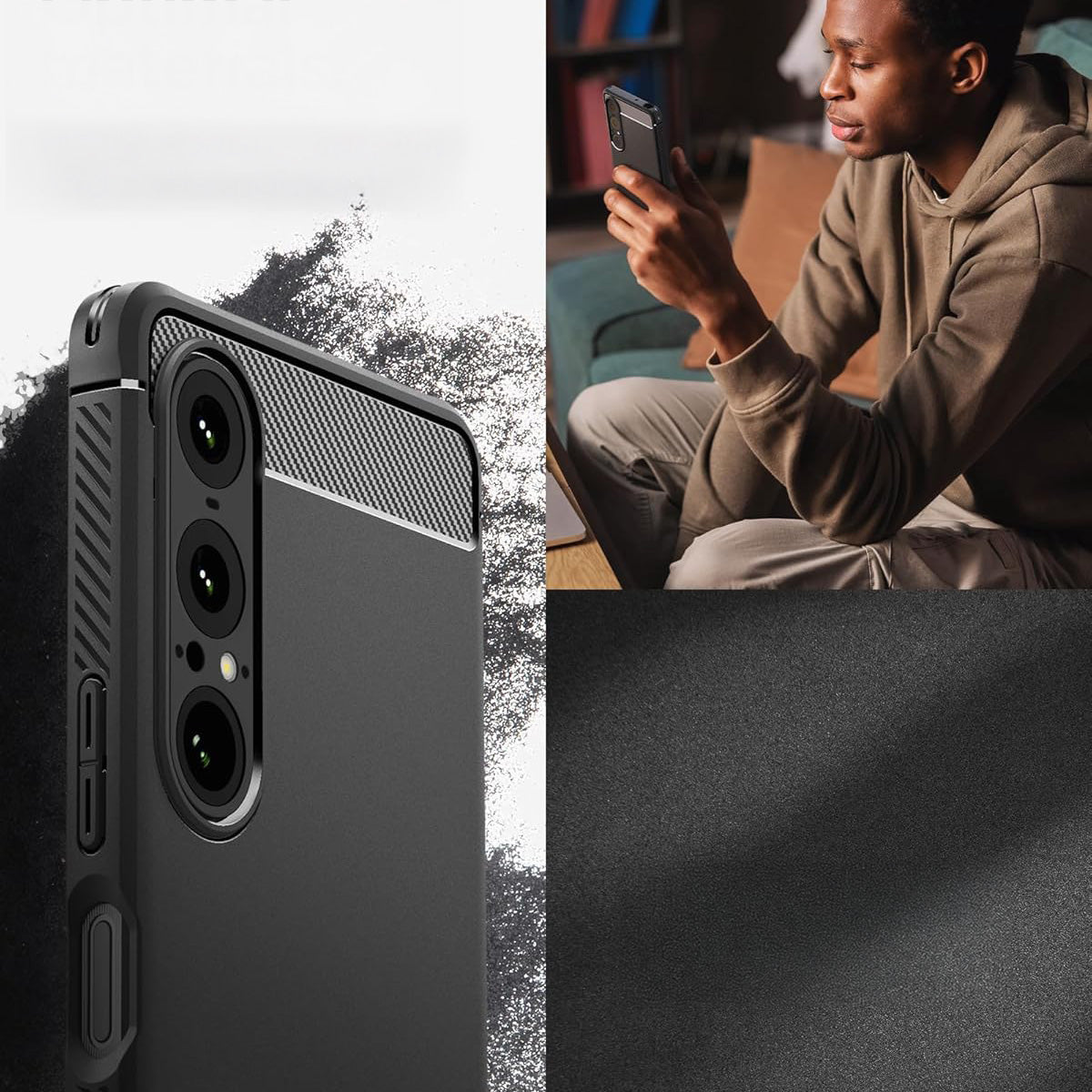 Handyhülle für Xperia 1 VII, Spigen Rugged Armor, Schwarz