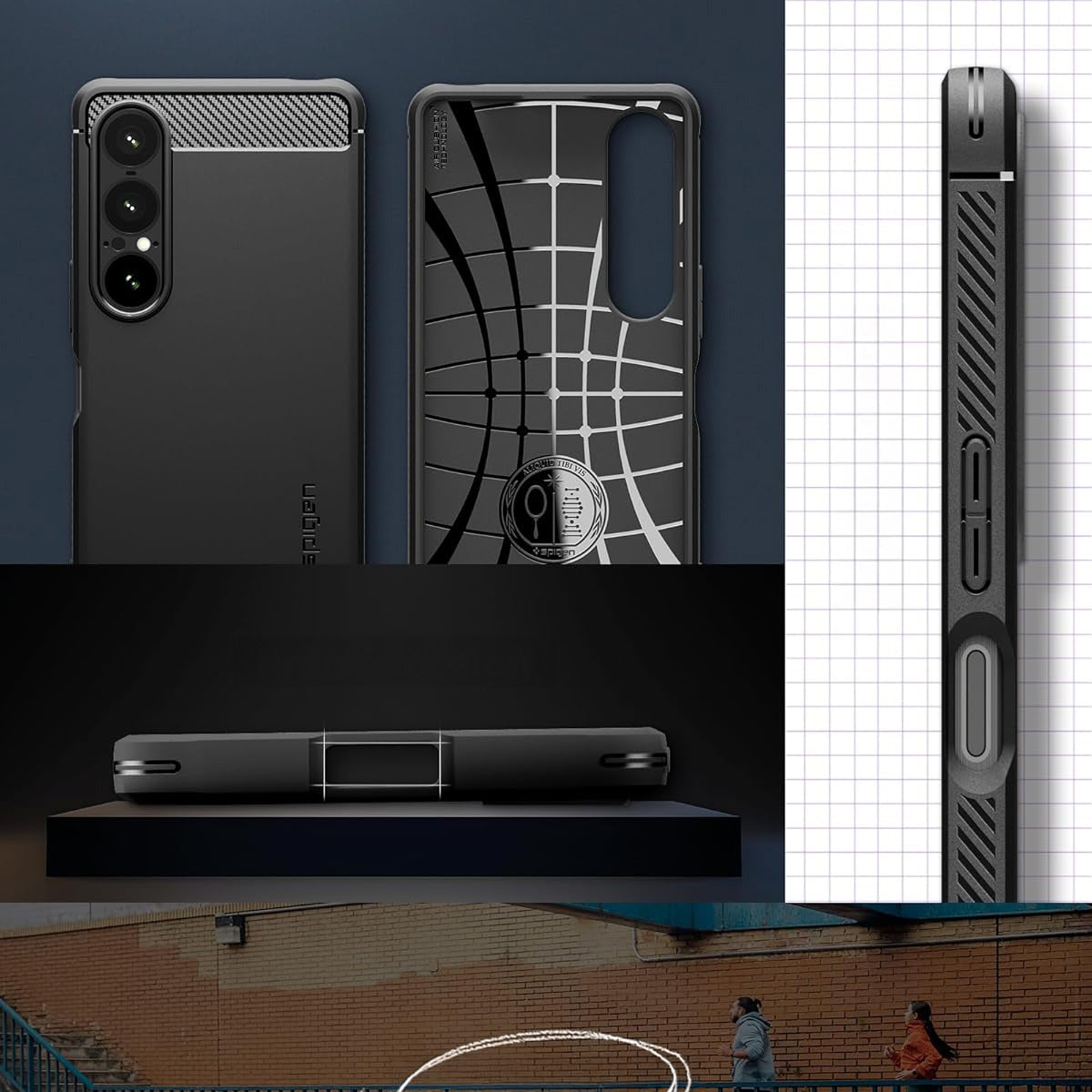 Handyhülle für Xperia 1 VII, Spigen Rugged Armor, Schwarz