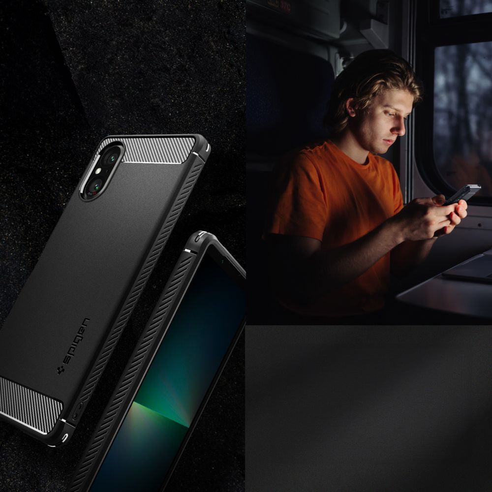 Schutzhülle Spigen Rugged Armor für Sony Xperia 5V, Schwarz