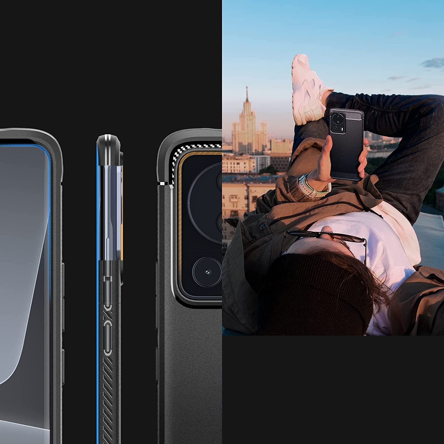 Schutzhülle Spigen Rugged Armor für Xiaomi 13 Lite, Schwarz