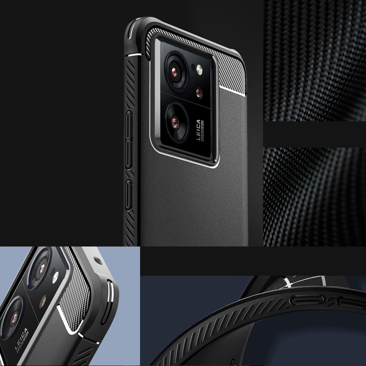 Schutzhülle für Xiaomi 13T / 13T Pro, Spigen Rugged Armor, Schwarz