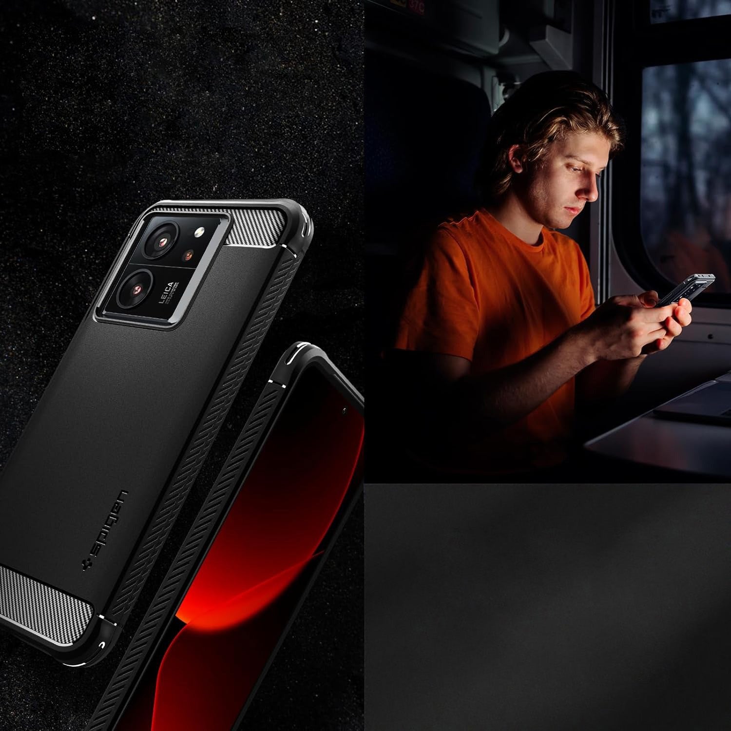 Schutzhülle für Xiaomi 13T / 13T Pro, Spigen Rugged Armor, Schwarz