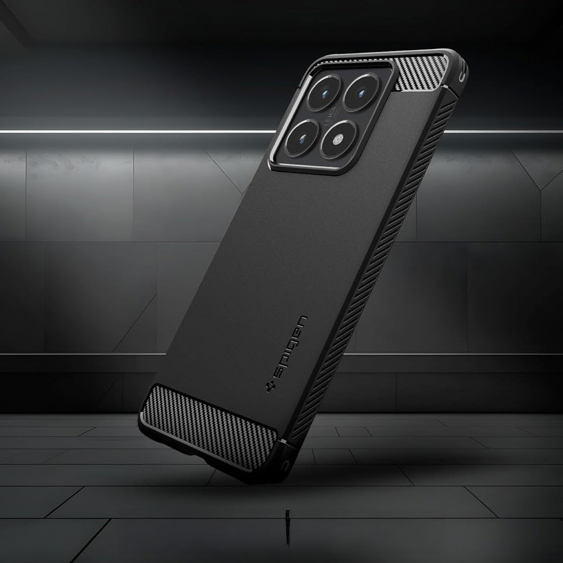 Handyhülle für Xiaomi 14T, Spigen Rugged Armor, Schwarz
