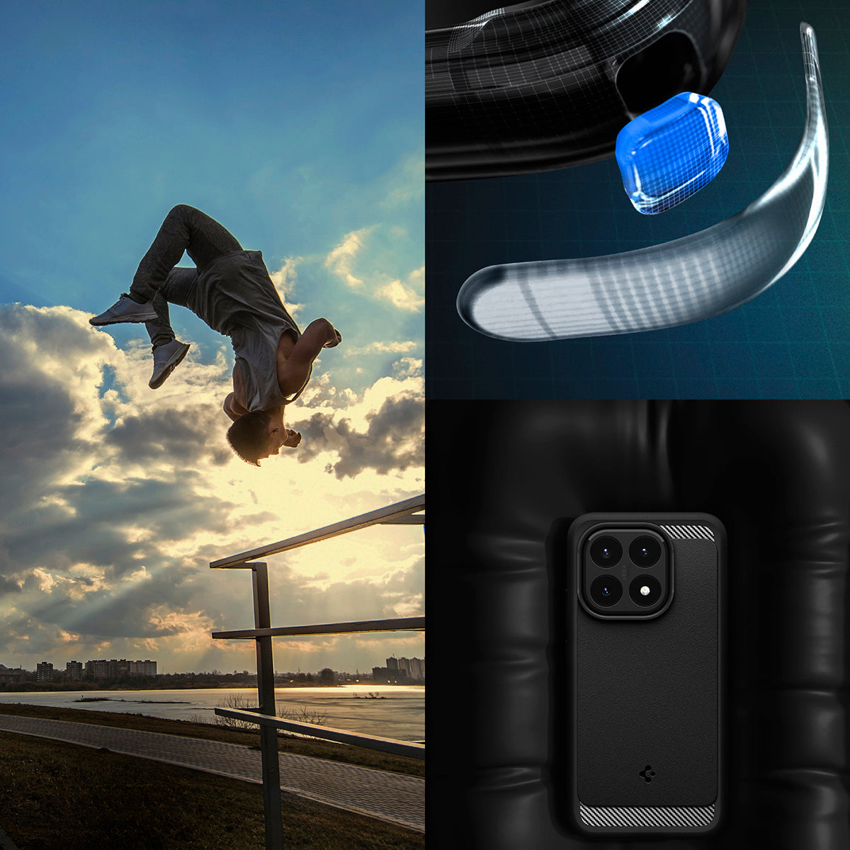 Handyhülle für Xiaomi 15T, Spigen Rugged Armor, Schwarz