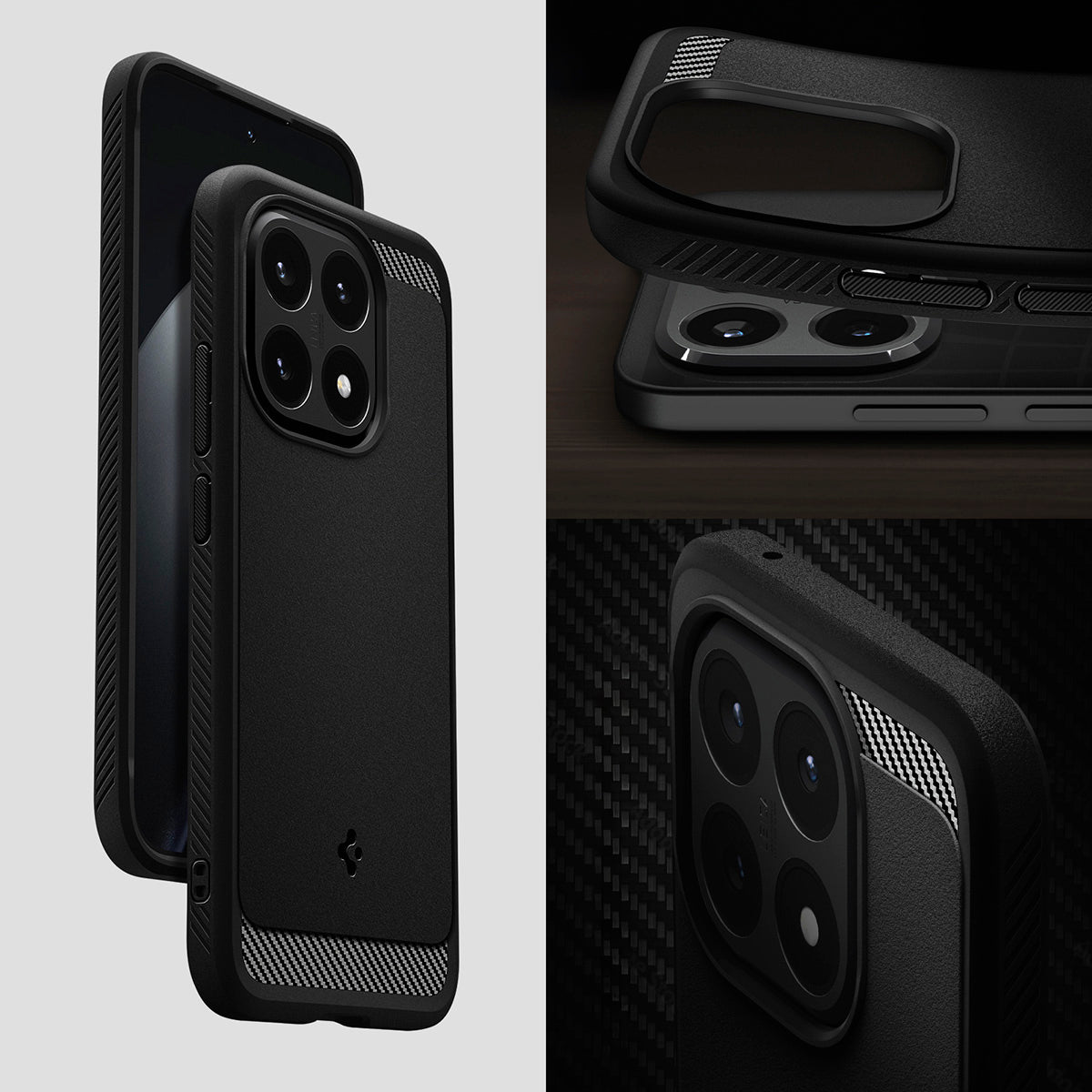 Handyhülle für Xiaomi 15T, Spigen Rugged Armor, Schwarz