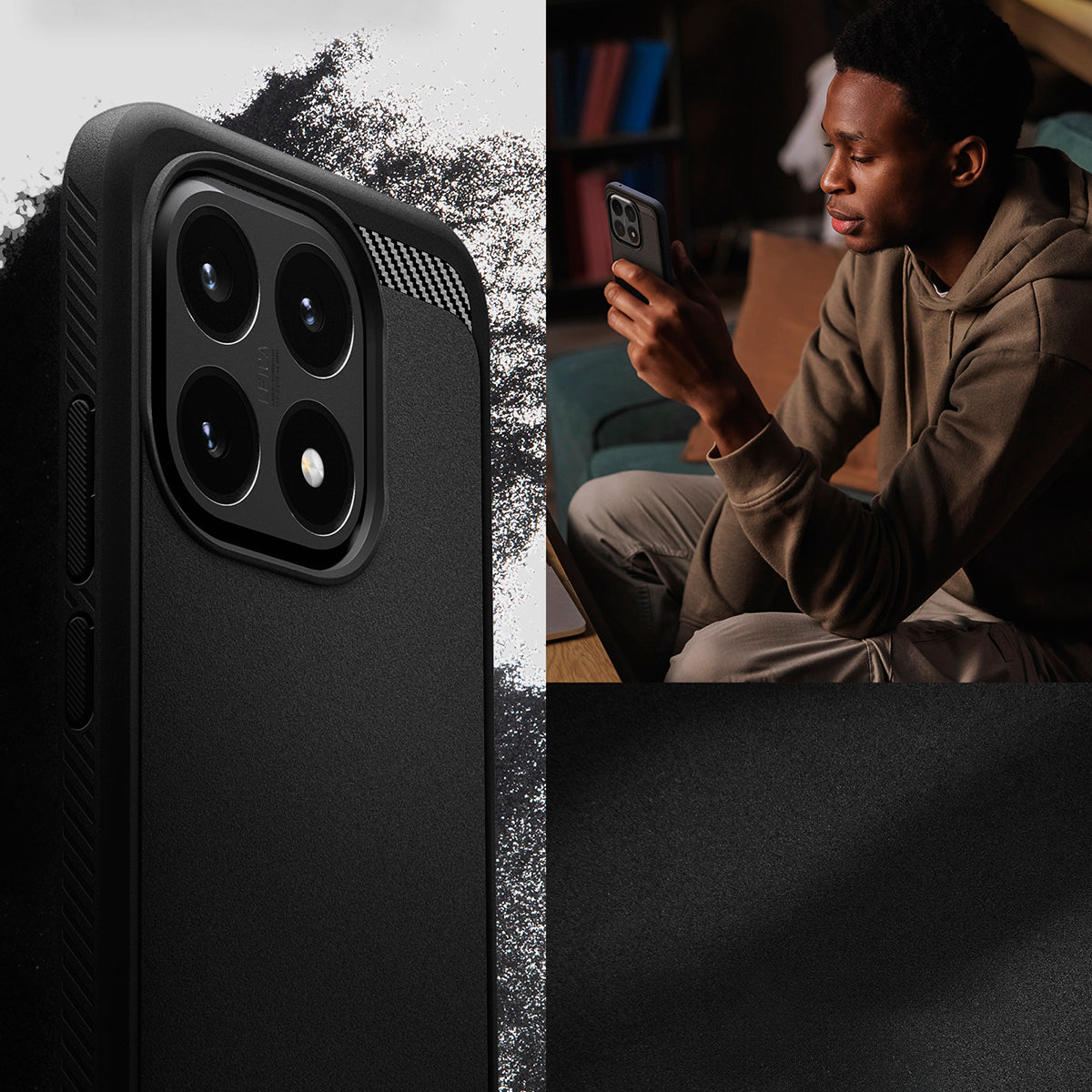 Handyhülle für Xiaomi 15T, Spigen Rugged Armor, Schwarz