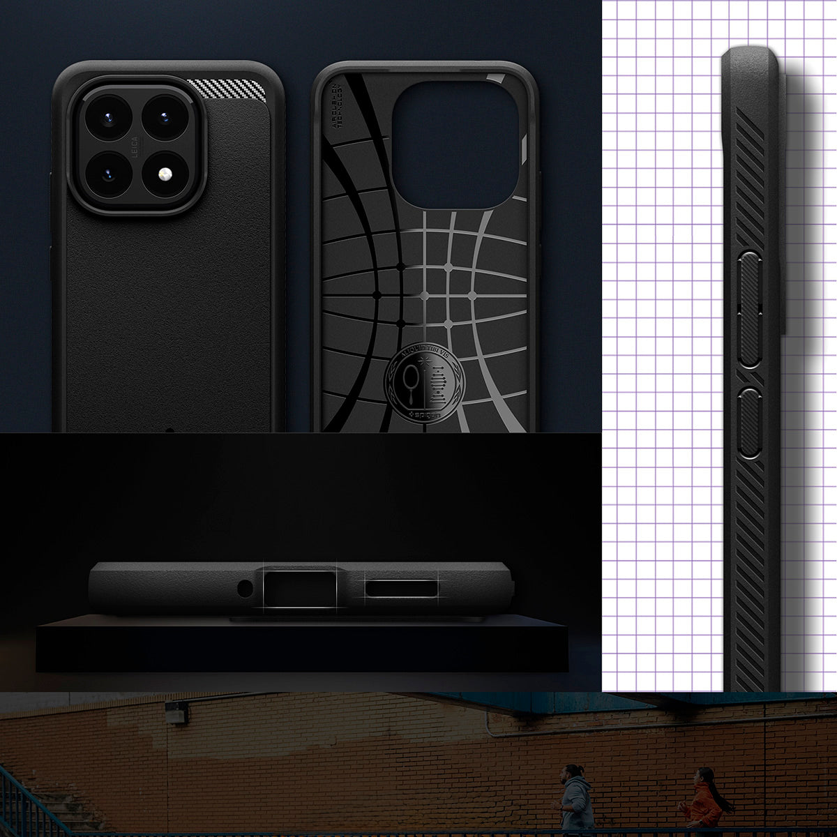 Handyhülle für Xiaomi 15T, Spigen Rugged Armor, Schwarz