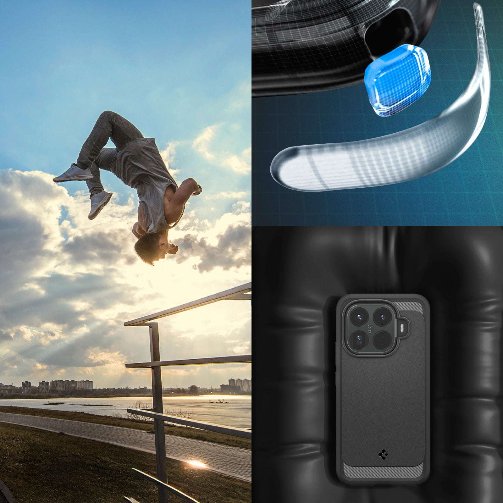 Handyhülle für Xiaomi 15T Pro, Spigen Rugged Armor, Schwarz