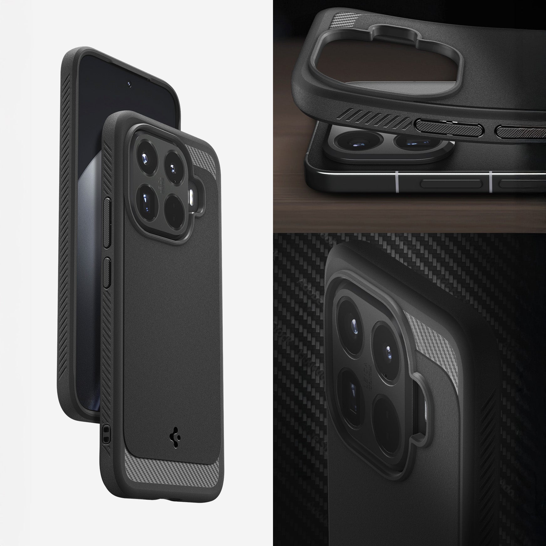 Handyhülle für Xiaomi 15T Pro, Spigen Rugged Armor, Schwarz