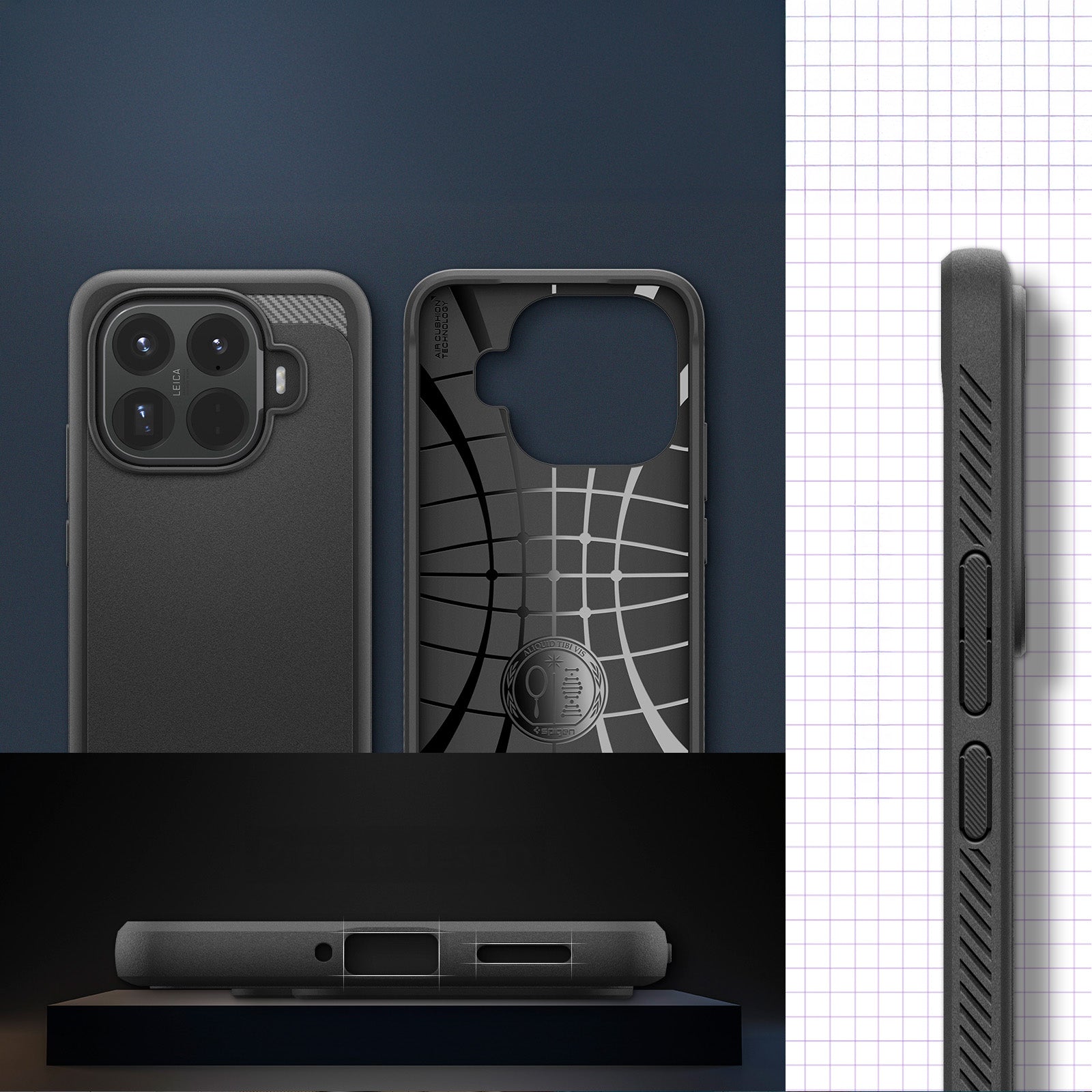 Handyhülle für Xiaomi 15T Pro, Spigen Rugged Armor, Schwarz