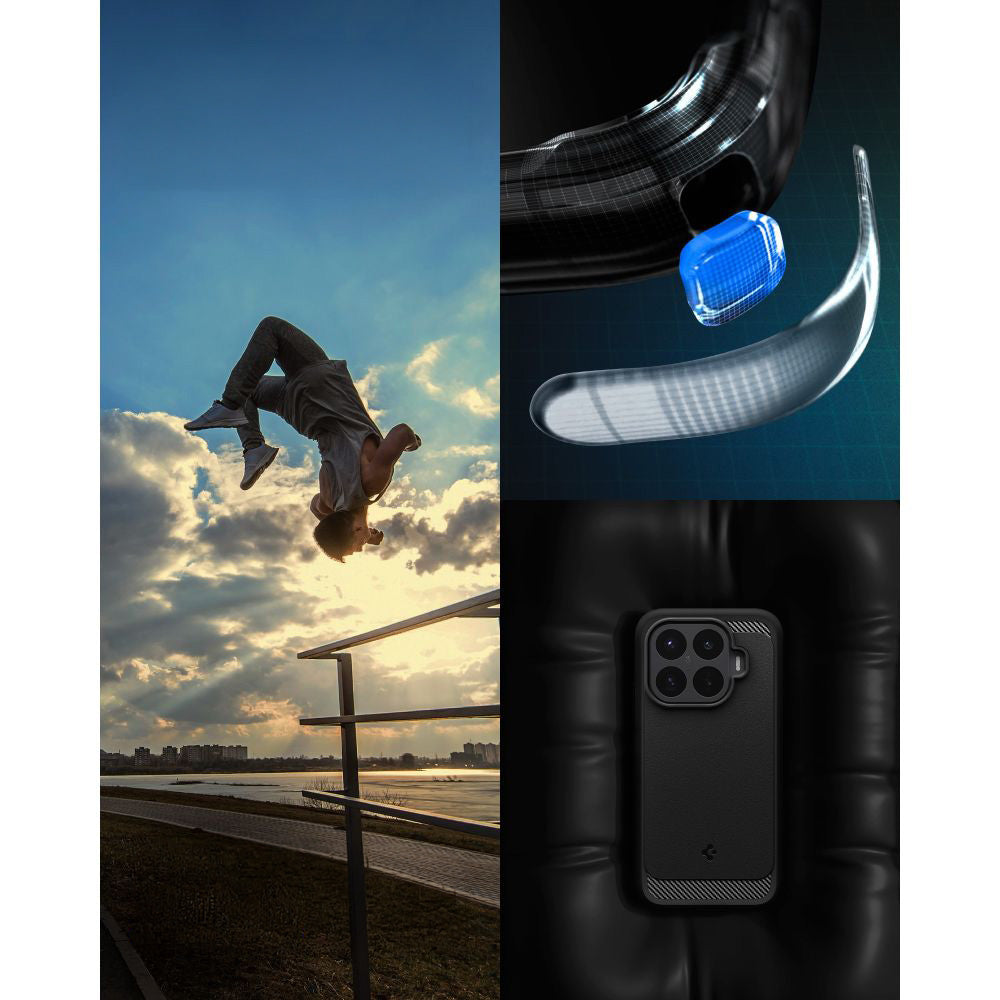 Handyhülle für Xiaomi 17T, Spigen Rugged Armor, Schwarz