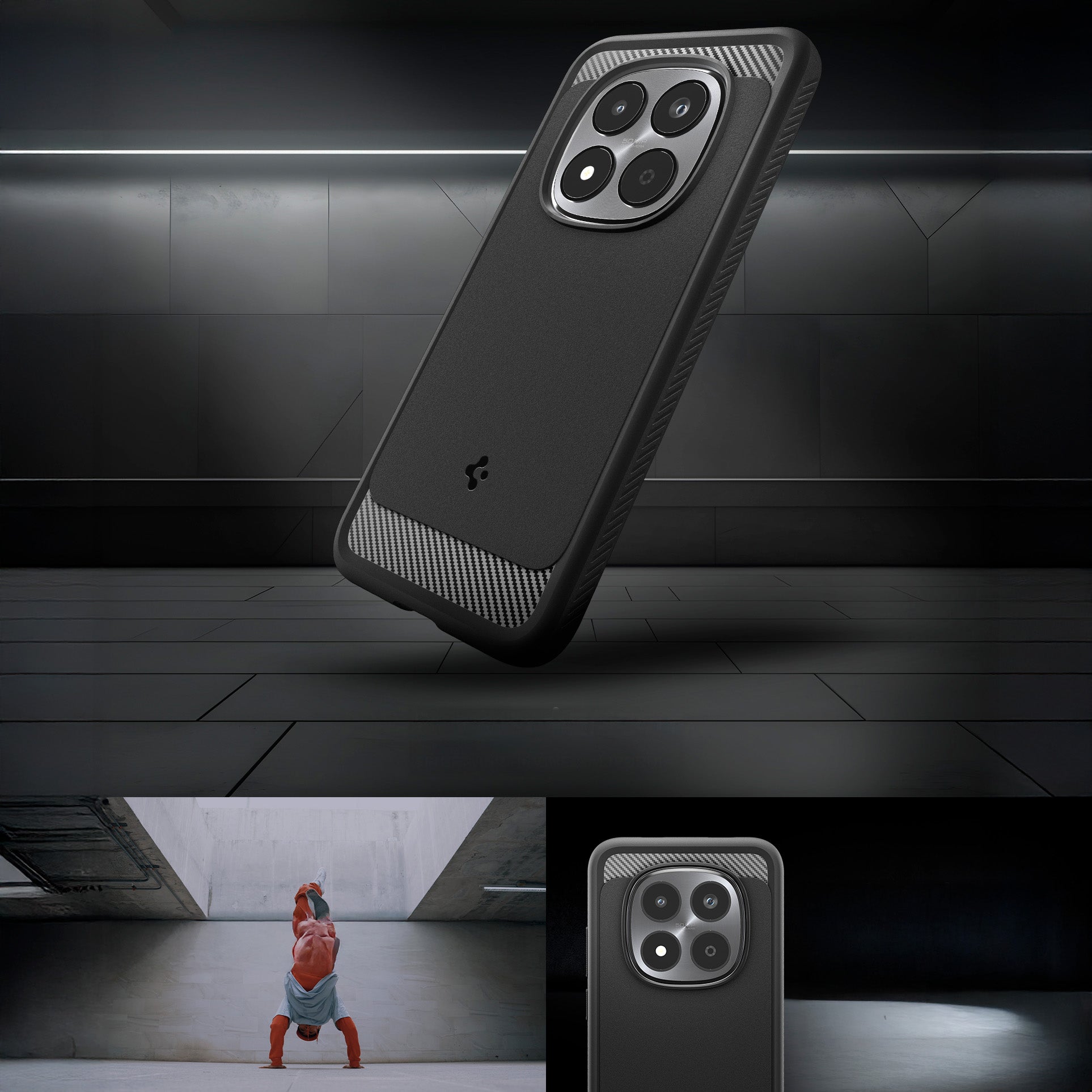 Handyhülle für Xiaomi Redmi Note 15 Pro 5G, Spigen Rugged Armor, Schwarz